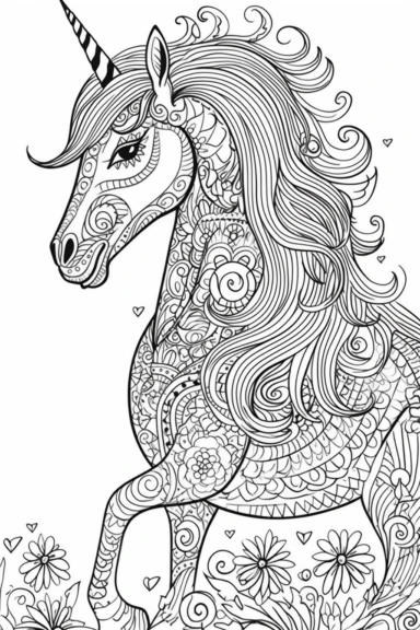 cute unicorn playing depicted in the style of clipart, white background, vector lines, in the style of a coloring book, thick, clear,lines, black and white,