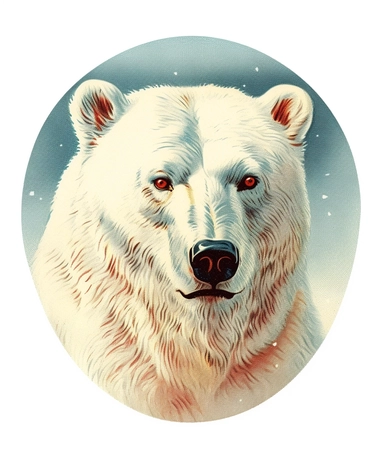 Vintage 1920 Front View Portrait of polar bear Head looking at the camera Illustration , Chromolithograph, Die Cut, 1920s Illustration, Vintage, Chromolithograph, Colorful, Antique, Ephemera, Clipart, 8k, Isolated on white