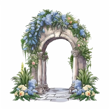 Wedding ceremony arch vector clipart on white background