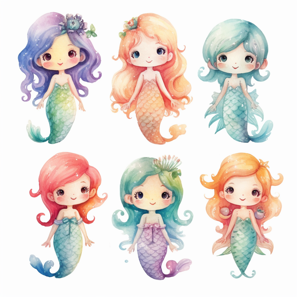 mermaid drawing cliparts