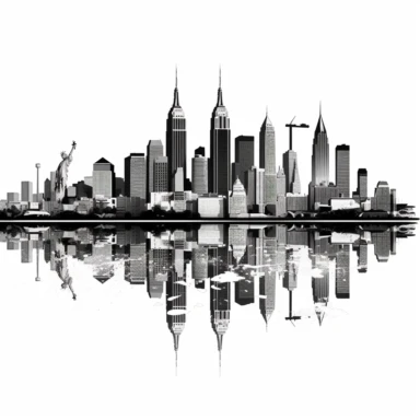 New York skyline outline clipart design in white background