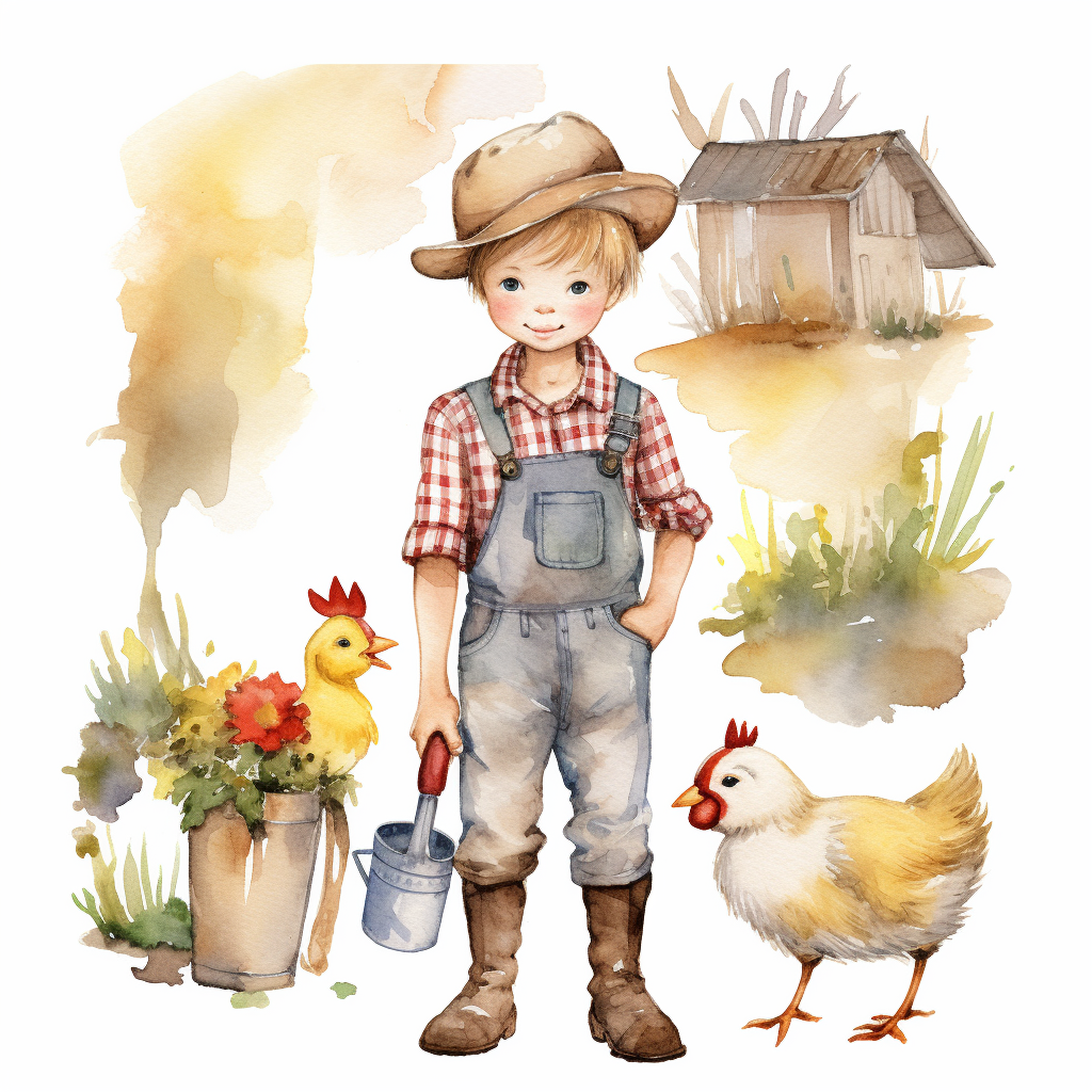 boy farming cliparts