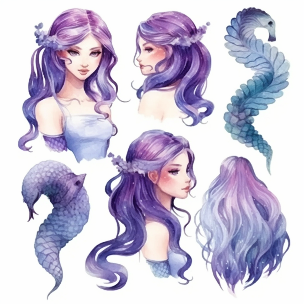 mermaid drawing cliparts
