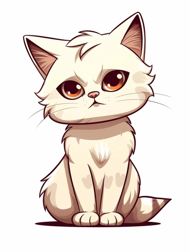 a very cute annoyed little kitten, kawaii, vector illustration, clipart, outlines, portrait, animated sitcom style
