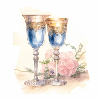 vintage style Detailed light and shadow, 2D outline, A beautifully patterned neo rococo Victorian baroque hyper realistic glass of champagne in varying hues of pale pink, blue and yellow, stunningly beautiful, refined and sophisticated, Hand drawn, cicely mary barker ,realistic watercolor, Clipart, emotionally pleasing watercolor, i can't believe how beatiful this is,accurate detailed line art, white background, intricate detail, clean line art, saturated fantasy watercolor