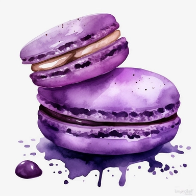 simplified clipart of a purple macaroon, simple shapes, no watermark, no lines, no outlines, clipart, featured on dribble, cartoon, minimalist, computer vector graphic design clip art, watercolor illustration clipart, watercolour clipart, watercolor illlustration for kids and children, book illustration, print on demand image, PNG tranparent background