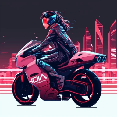 honda in the future, cyberpunk, 2d, logo clipart