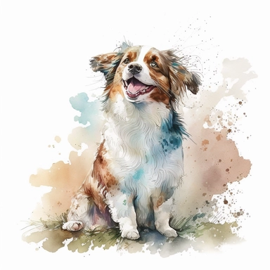 ' watercolor and pencil dog very handsome, dog, full body playing and smiling, and having fun on the white background Clipart clean lines Sublimation, a full body of a beautiful dog, having fun, enjoying his time with the ultimate details clean lines a __ 1000 __ 8 : 10 __ v5
