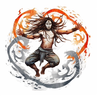 Clipart of Shiva Nataraj, elegantly depicted in his cosmic dance, symbolizing the cycle of creation and destruction, Etsy-featured seller, clean white background