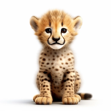 cheetah safari baby animal photorealistic clipart,on white background