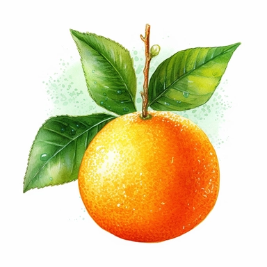 This highly detailed watercolor clipart showcases the vibrant beauty of an orange fruit on a pristine white background. The artwork captures the essence of the orange with remarkable precision, depicting its textured peel and juicy segments. Each stroke of watercolor adds depth and richness to the fruit, creating a visually enticing image. Against the clean white backdrop, the orange stands out, exuding a sense of freshness and vitality. This clipart is perfect for food-related designs, menus, o