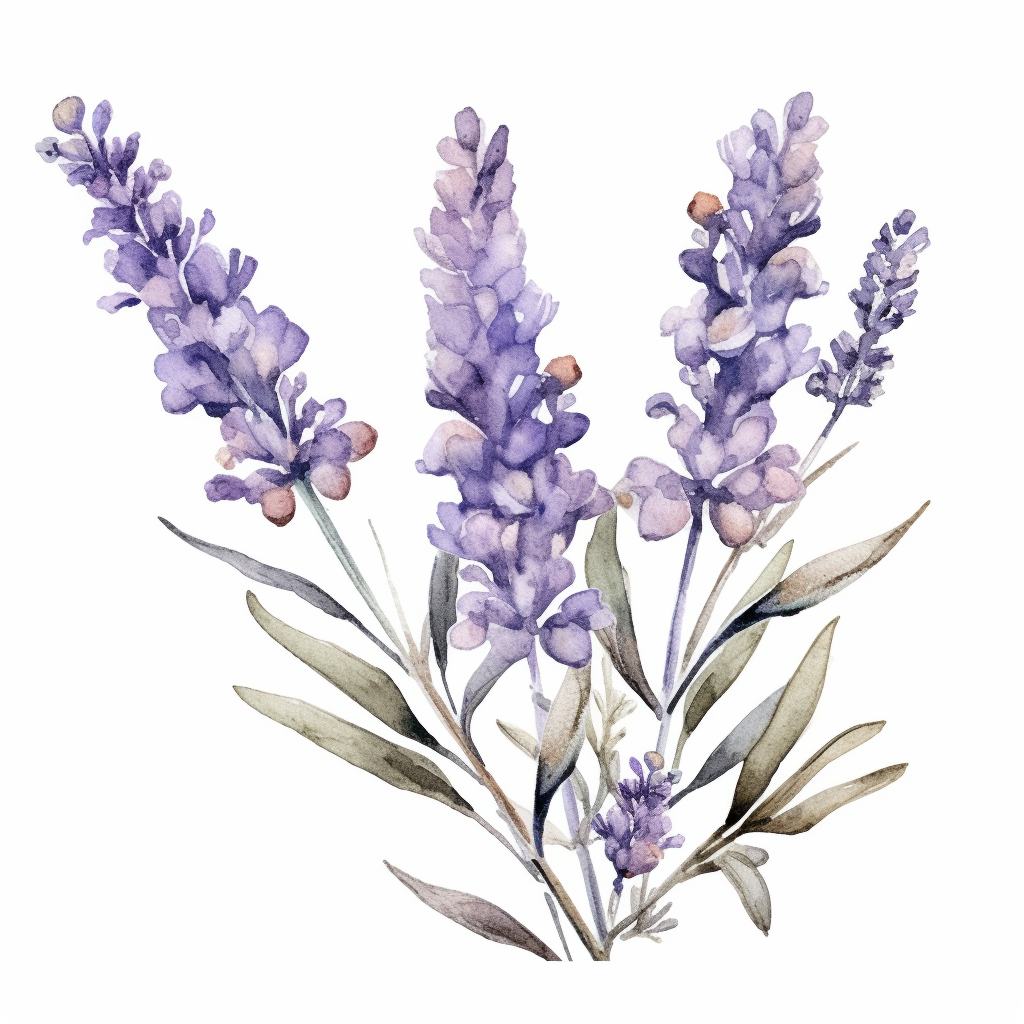 watercolor Serene Lavender floral line for decoration, style of Pierre ...