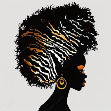 Black Woman silhouette, Afro female, hairstyle, cartoon, vector, sharp focus, super detailed, illustration, 16:9, v4, q2, 16k, High quality, clipart