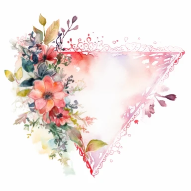 Watercolor Lacy Floral Corners Clipart, white isolated background, space out, hd