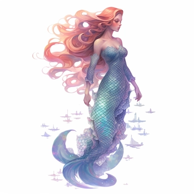 full body mermaid, clipart, intense white and deep pastel colors, dnd, watercolor, no background, isolated on a white background, self contained, well defined edges, by amy sol and magali villeneuve and susan bourdet and ross tran, spaced out, glowy, intricate, 8k