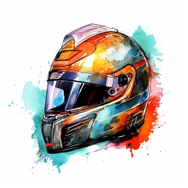 formula 1 helmet, bright colors, Watercolor style, Illustration clipart, 8k, extremely detailed