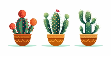 clean, cactus design, clip art style on a white background