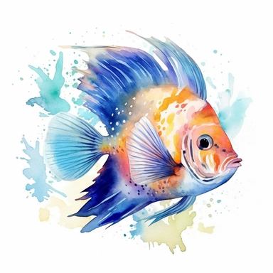 watercolor sea angel fish, different species clipart on a white background - <@412499770695745538> (relaxed) - <@412499770695745538> (Waiting to start)