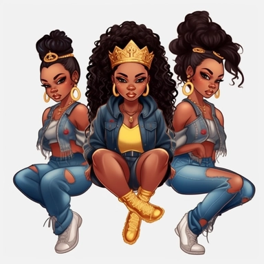Hip Hop girls, king sitting on the throne wearing a crown, girl sitting on king lap, Chibi Dolls Beautiful Dread Loc Black Girl Magic Melanin Black Woman PNG image 1 Beautiful Dread Loc Black Girl Magic Melanin Black Woman PNG image 1 Beautiful Dread Loc Black Girl Magic Melanin Black Woman PNG image Beautiful Dread Loc Black Girl Magic Melanin Black Woman PNG Afro Fashion girl African American clipart, no watermark, Full-Body Shot - Head-to-toe view, like full- shot angle