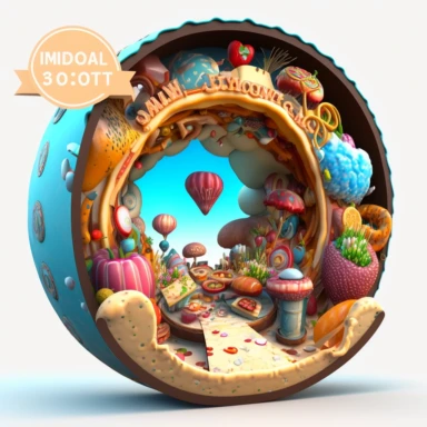 3D Cartoon in the form magical food portal for multiverse clipart mascot , with a transparent background, 128K super mega pixel, insane detail, hyper-detailed, with huge details, UHD, 8K