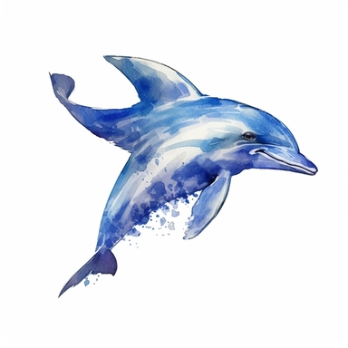 a Dolphin Fins in the style of watercolour clipart with detailed brush strokes