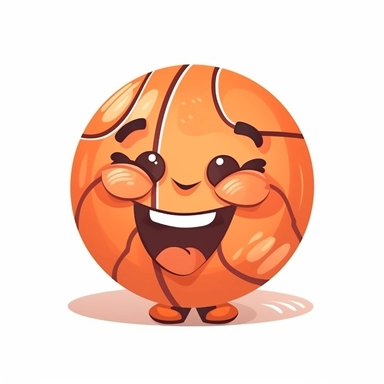 fantasy happy cute basketball player face, cartoon, clipart, mascot, isolated on white background