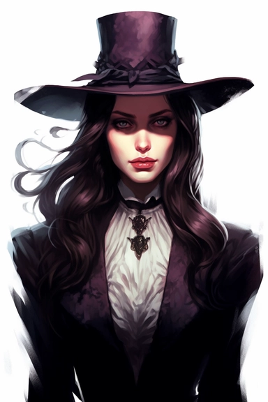 A witch wearing a witch hat, in the style of charlie bowater, victorian era themes, wimmelbilder, rtx on, camille - pierre pambu bodo, dark purple, dark bronze and white, gianni strino, clipart, white background,
