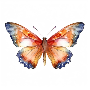 watercolour butterfly clipart, white background, no text