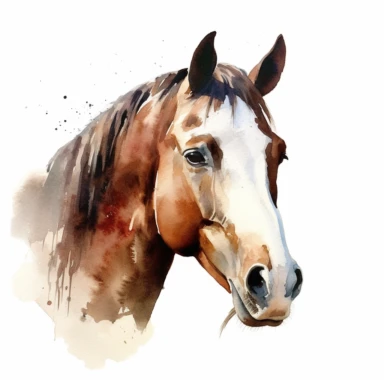 American Paint Horse head,watercolor painting by ANDREW WYETH, clipart, white background