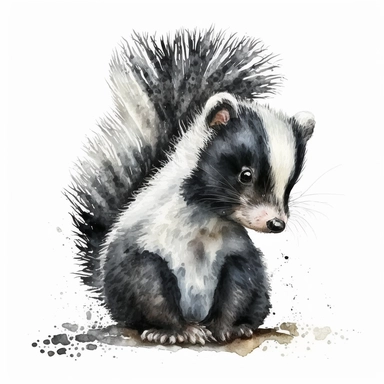 adorable baby skunk watercolor clipart