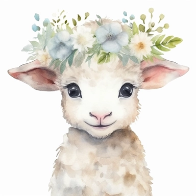 clipart watercolor baby lamb flower crown