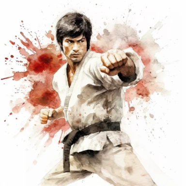 Jeet Kune Do, Karate, highly detailed, watercolor, clipart, illustration, white background, digital painting, paper crafting, no signature, no text