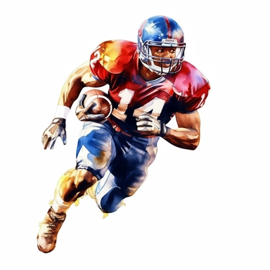 Award winning hyper detail watercolour american football player, white background, clipart