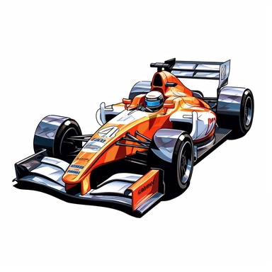 Clipart of the formula one car from Oscar Piastri with minimal details, aquarel colored cartoon style with thick borders. Only the car. White background, no floor, no shadow