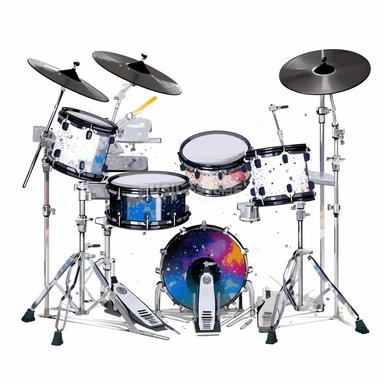 Electronic Drum sharp illustration clipart, watercolor art, insane detail, white background
