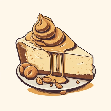 a slice of peanut butter cheescake, t-shirt design graphic, vector, logo design, clipart, isolated, no background, .75 gutter