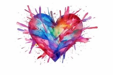 Watercolor, Generate a heart shape using intertwined arrows clipart, hd, on a white background, spaced out