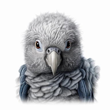 grey parrot safari baby animal photorealistic clipart,on white background