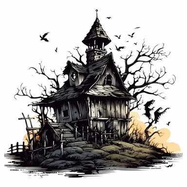 Witch House Creepy Gothic Clipart isolated on white background
