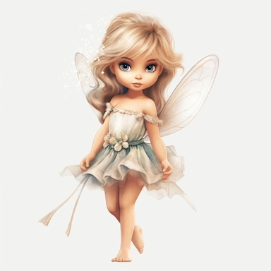 disney style little fairy priness clipart, watercolor clipart, png file, hyper realistic, transparent background,high detail, 8k
