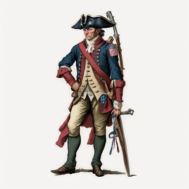 american revolution soldier clipart cartoon realistic accurate patriot, white background