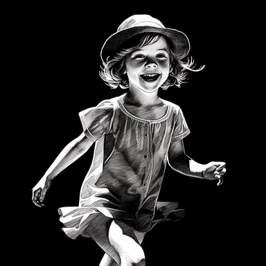 sketch clipart of 20s poster child playing, hd, white on black background, spaced out,--ar 3:2