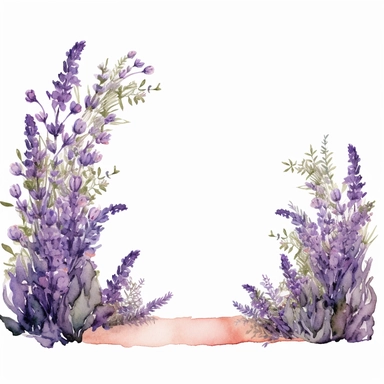 Watercolor Lavender Garden Clipart, lavender boarder