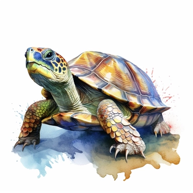 watercolour illustration free brushstrokes, beautiful and joyful, turtle, mark brooks, naturecore, animal clipart, isolated on a white background