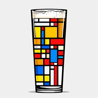 Mondrian-Inspired Beer Clip Art, Geometric Design, Beer Bottle Clipart, Abstract Art Sublimation Design, Drinks Clipart, on plain background