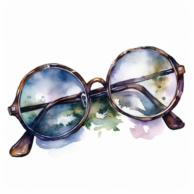 harry potters round glasses, detailed, watercolor, clipart, white background
