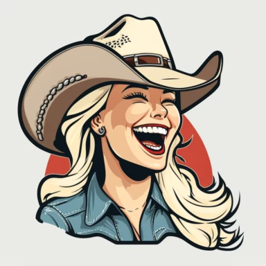 clipart, cartoon, laughing bachelorette in cowboy hat, Nashville