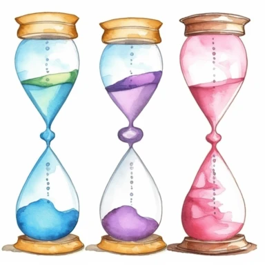 Timeless Hourglass Watercolor Clipart Set