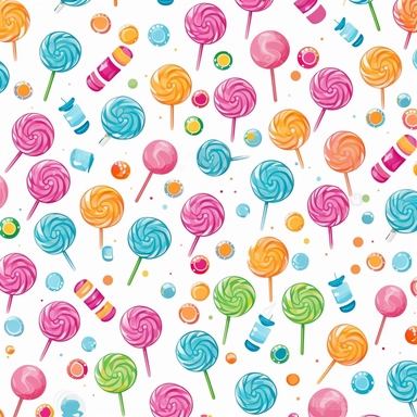 cute lollipop candy illustration pattern , color full vector, white background, clipart, Seamless patterns, repeating patterns design, flat illustration, outlined , Vector, 4K, Art station, digital print, highly detailed clean, detailed illustration, 3D vector art, cute and quirky, fantasy art, bokeh, Adobe Illustrator, hand-drawn, digital painting, low-poly, soft lighting, bird's-eye view, isometric style, retro aesthetic, focused on the character, 4K resolution, photorealistic masterpiece, fla