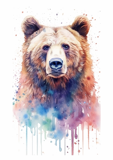 watercolor clipart, a Brown Bear, full body, Pastel, luminous, glowy, illustration, simple, pencil drawn, vivid colors, by amy sol and magali villeneuve and susan bourdet and ross tran, intricate, illustration, 8k, png, isolated on white background